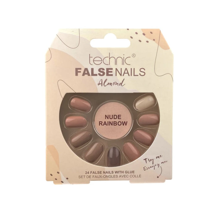 TECHNIC FALSE NAILS ALMOND NUDE RAINBOW - Beauty Bar 